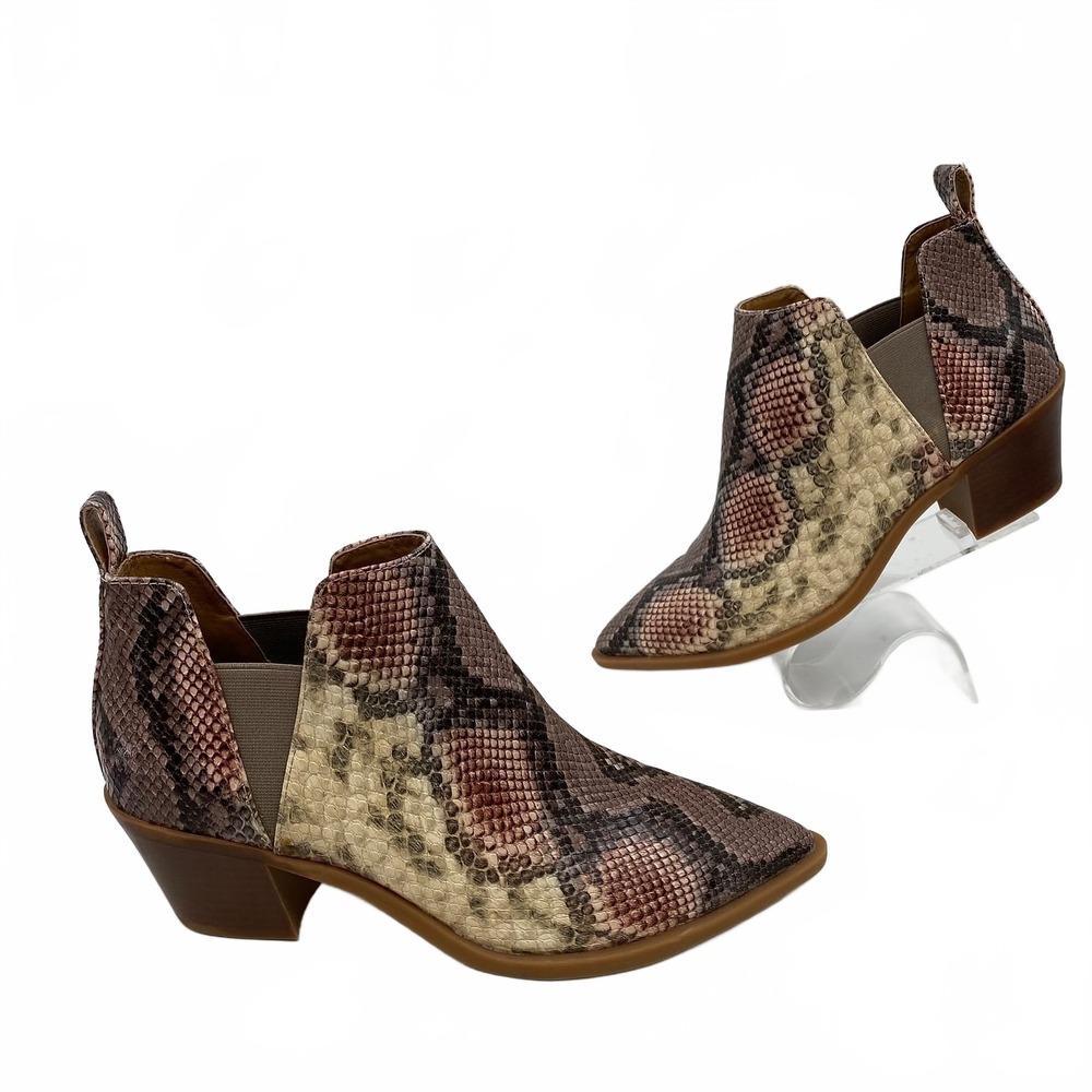 Dolce Vita Beige Purple Samy Snake Print Ankle Boots | Womens 10